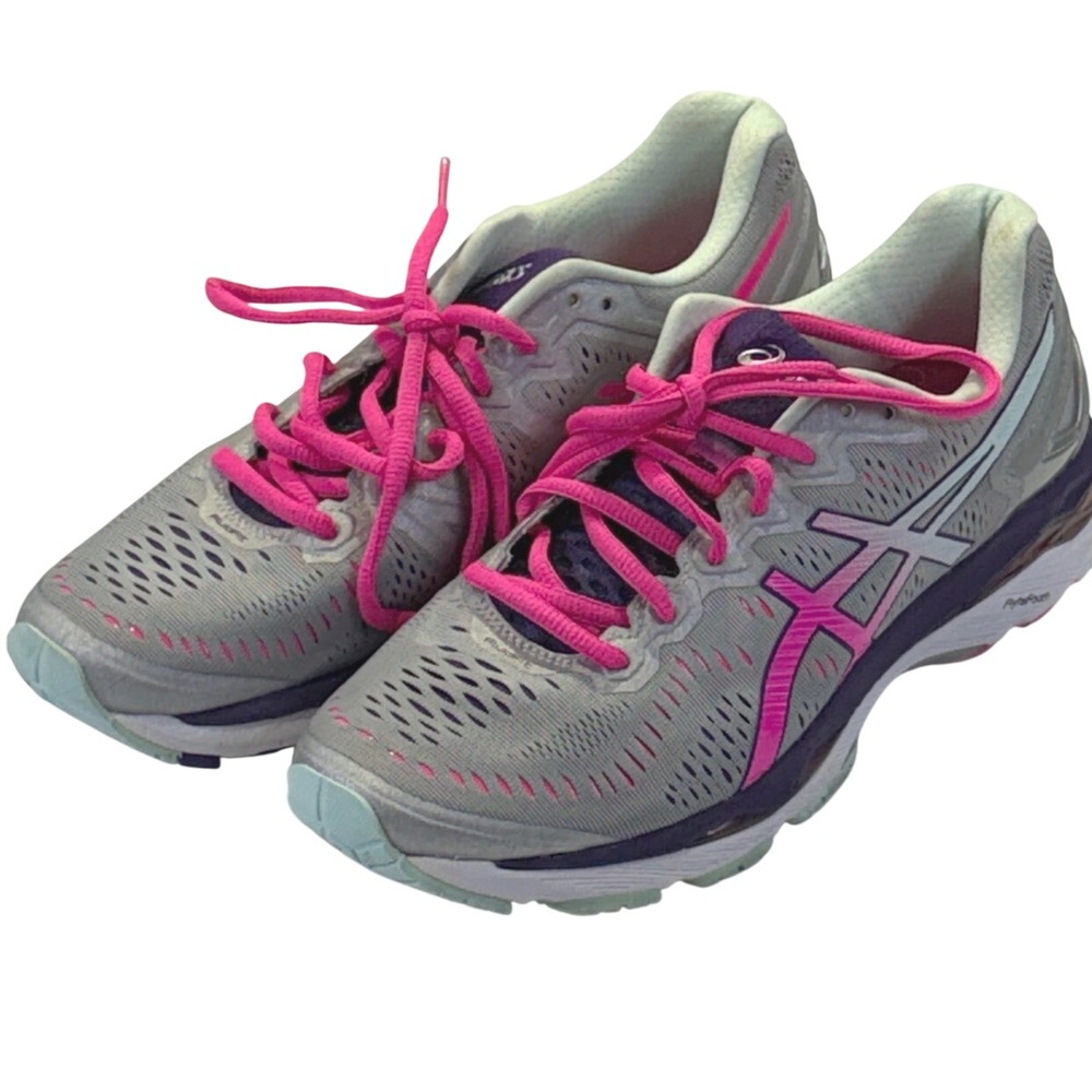 Asics Gel-Kayano 23 Womens Size 8.5 Running Shoes Silver Pink Purple 1185C8